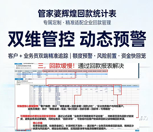 企业回款难？管家婆辉煌“回款统计表”：用数据让资金回笼快起来